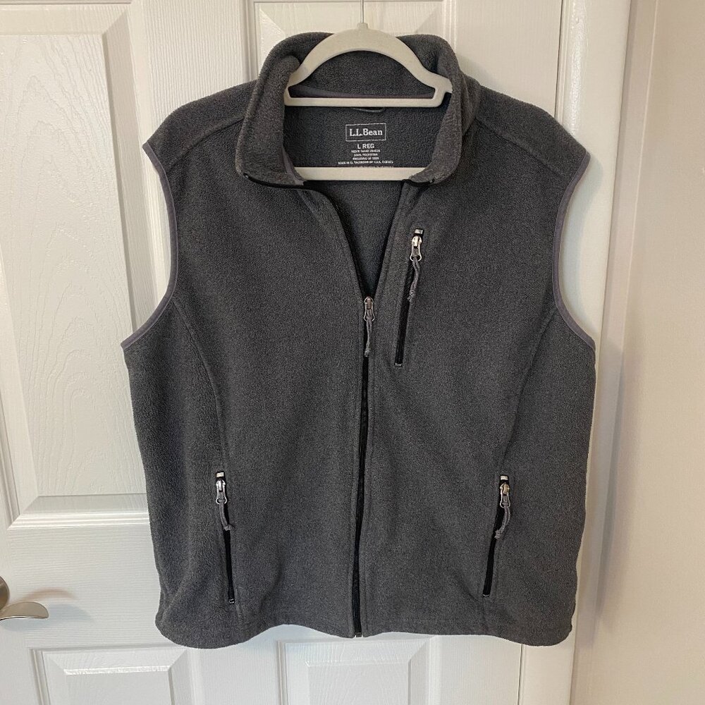 L.L. Bean Polartec Sweater Fleece 3-Pocket Vest Grey Men's Large